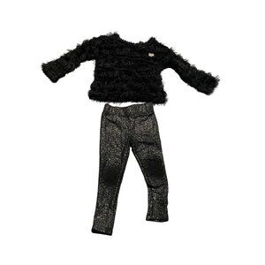 Juicy Couture Girls 2-Piece Outfit Black Shaggy Sweater & Leggings Set Size 3T